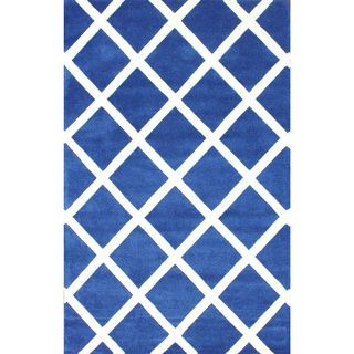 Nuloom Handmade Moroccan Trellis Blue Wool Rug (76 X 96)