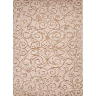 Hand tufted Rectangular Transitional Floral pattern Brown Rug (8 X 11)