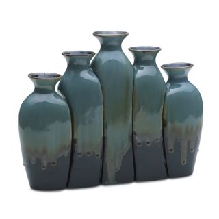 Elements Reactive Blue 5 piece Ceramic Vase Set