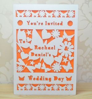 butterfly laser cut wedding invitation by sweet pea design