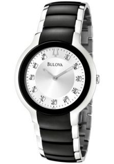 Bulova 98D118  Watches,Mens Dress White Diamond Silver Dial Two Tone, Casual Bulova Quartz Watches