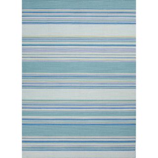 Handmade Flat Weave Stripe Pattern Light Blue Rug (5 X 8)