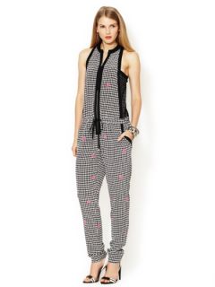 Silk Houndstooth Mesh Jumpsuit by Lamb