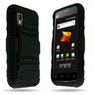 CoverON HYBRID Dual Heavy Duty Hard BLACK Case with Kickstand and Soft BLACK Silicone Skin Cover w/ Kickstand for ZTE WARP N860 [WCP587] Cell Phones & Accessories