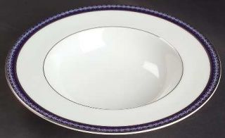 Royal Worcester Avalon/Firenze Rim Soup Bowl, Fine China Dinnerware   Light Blue