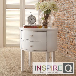 Inspire Q Inspire Q Aldine 2 Drawer White Oval Wood Accent Table White Size 2 drawer