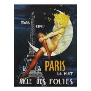 Vintage French Theater Poster, Ville des Folies