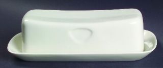 Iroquois Bridal White 1/4 Lb Covered Butter, Fine China Dinnerware   Impromptu,