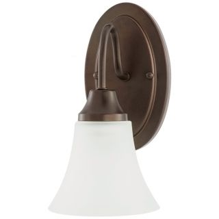 Holman 1 light Bell Metal Bronze Wall/bath Sconce With Satin Etched Glass Shade