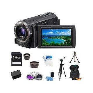 Sony HDRCX580V HDR CX580/V High Definition Handycam 20.4 MP Camcorder with 12x Optical Zoom and 32 GB Embedded Memory + 16GB High Speed SDHC Card + High Capacity Battery + Rapid AC/DC Charger + Pro Wide Angle Lens + Pro 2X Lens + More  Flash Memory Camco
