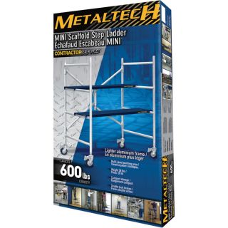Metaltech Mini Folding Aluminum Scaffold — 600Lb. Capacity, 48 1/4in.H x 42.5in.W x 21.5in.D, Model# I-IMAC  Scaffolding