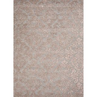 Hand tufted Transitional Floral Pattern Blue Rug (36 X 56)