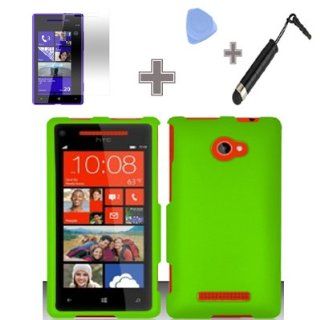 Rubberized Solid Blue Color Snap on Hard Case Skin Cover Faceplate with Screen Protector, Case Opener and Stylus Pen for HTC Windows Phone 8X 6990 / Zenith   AT&T, T Mobile, Verizon Cell Phones & Accessories