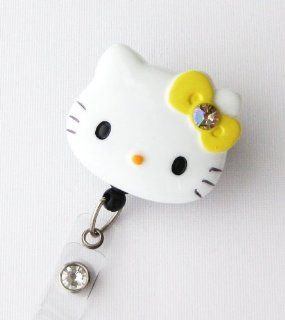 ID Badge Reel   Kitty Yellow Bow with crystal Jewelry