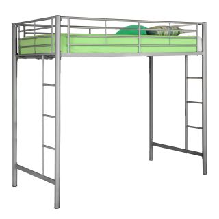 We Furniture Silver Metal Deluxe Twin Loft Bed Silver Size Twin