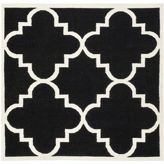 Safavieh Handwoven Moroccan Dhurrie Transitional Black Wool Rug (6 Square)