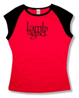 Lamb of God Logo Red & Black Baseball Baby Doll T Shirt New Juniors (Medium)