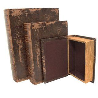 Leather and Wood 3 Piece Book Safe Set   War and Peace by Leo Tolstoy   Home Decor Accents