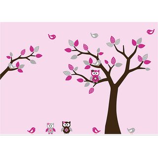 Nursery Wall Art Tree Decal Set with Branch, Birds, and Owls Nursery Wall Art Wall Decor