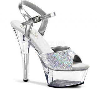 Pleaser Kiss 210   Silver Multi Glitter/Clear