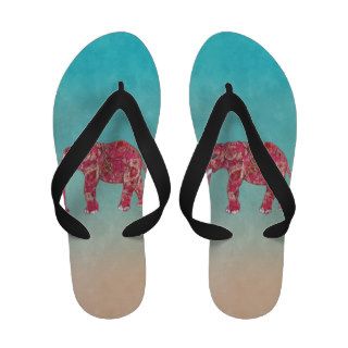 Whimsical Colorful Elephant Tribal Floral Paisley Flip Flops