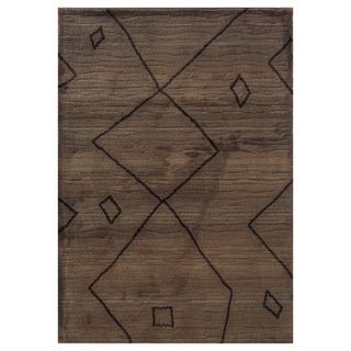 Old World Tribal Machine woven Brown/ivory Rug (4 X 59)