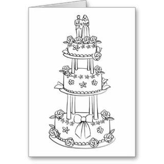 Three Tiered Wedding Cake with Pedestals Greeting Cards