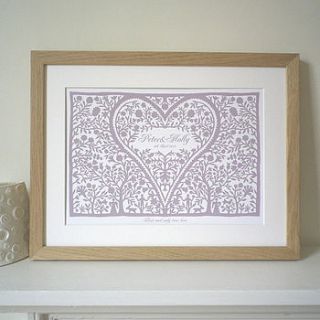personalised romantic love heart print by glyn west design