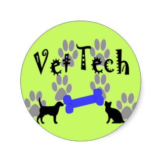 Vet TECH With Dog Bone Round Stickers
