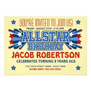 Allstar Birthday Party Custom Announcements