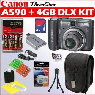 Canon PowerShot A590IS 8.0MP Digital Camera + 4GB Deluxe Accessory Kit  Camera & Photo
