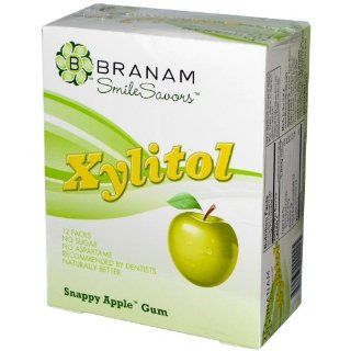 Branam Oral Health Smile Savors Xylitol Gum Snappy Apple    12 Packs  Snack Puffs  Grocery & Gourmet Food