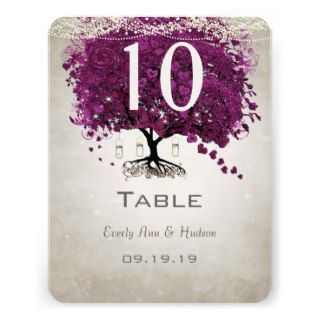 Sangria Heart Leaf Wedding Table Number Custom Invitation