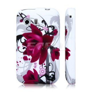 Ecell   HOT PINK FLOWER SILICONE GEL SKIN CASE COVER FOR SAMSUNG GALAXY Y S5360 Cell Phones & Accessories