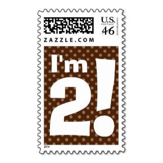 Kids Birthday Chocolate Polka Dots Big Bold Text Postage Stamps