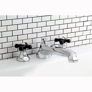 Chrome and Black Widespread Roman Tub Filler Bathroom Faucets