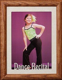 5x7 JUMBO ~ DANCE RECITAL Portrait Picture Frame ~ Laser Cream Marble Mat with Fruitwood Stained Oak Frame   Single Frames