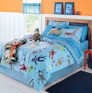 Sock Monkey Complete 6 Piece Bedding Set ~ Twin   Childrens Comforters