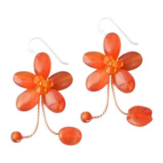 Sterling Silver Tangerine Chalcedony Earrings (Thailand) Earrings