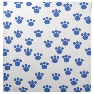 Animal Paw Print Pattern. Blue and White. Printed Napkins