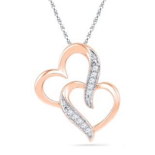 Diamond Accent Interlocking Hearts Pendant in 10K Rose Gold   Zales
