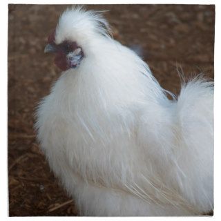 White Silkie Chicken Printed Napkins