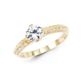 Womens 14k Yellow Gold Anniversary Ring CZ Cubic Zirconia Engagement Jewelers Mart Jewelry