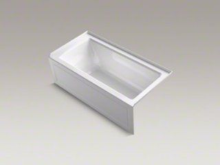 Kohler K 1946 RA 0 White Archer Archer Three Wall Alcove Soaking Tub with Right Hand Drain and Integral Apron K 1946 RA   Recessed Bathtubs  