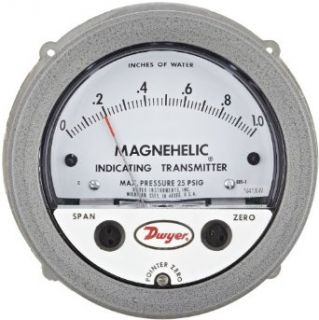 Dwyer Magnehelic Series 605 Differential Pressure Indicating Transmitter, 0 1.0"WC Range Mechanical Component Equipment Cases