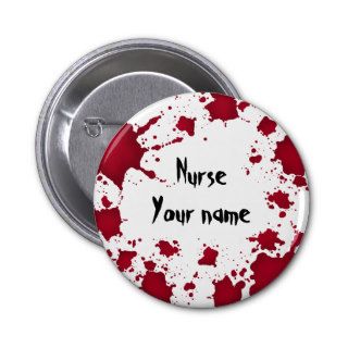 Funny Halloween bloody psycho Nurse Pinback Buttons