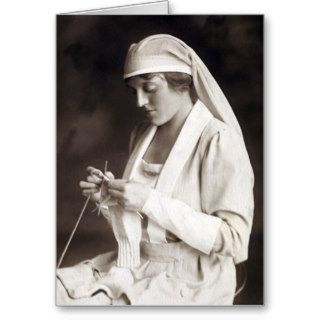 WWI Nurse knitting Sweater Cards