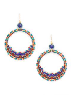 Carnelian & Blue Open Circle Earrings by Miguel Ases