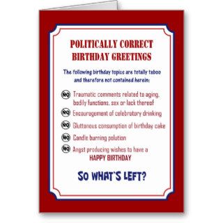 FUNNY POLITICALLY CORRECT BIRTHDAY CARD