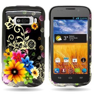 CoverON Chromatic Flower Hard Slim Case for ZTE Imperial   with Cover Removal Pry Tool Cell Phones & Accessories
